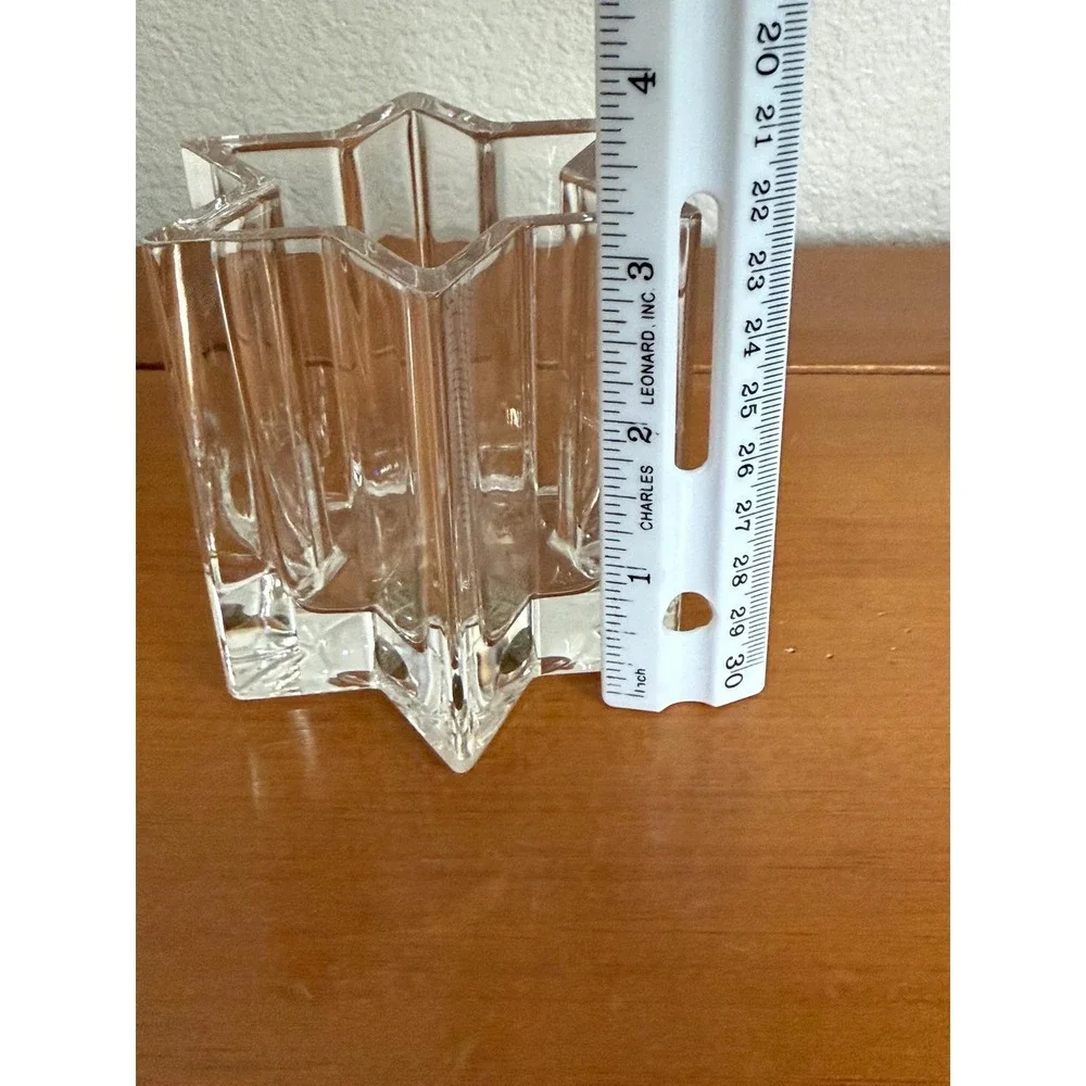 Royal Crystal Rock RCR Italy 24% Lead Crystal‎ Star Candle Holder Vase 3.25